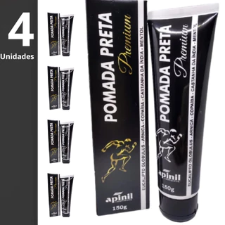 Kit 4 Pomada Massageadora Preta Premium Apinil Cansaço Corporal Alívio Rápido e Eficaz para Seu Cor