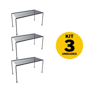 Kit 3 Organizadores de Pratos para Armário Médio Cozinha Aramado Porta Louças Prateleira