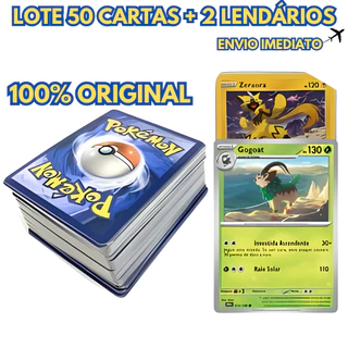 Cartas Pokémon 50 Cartas Originais + 2 Pokémon Lendários