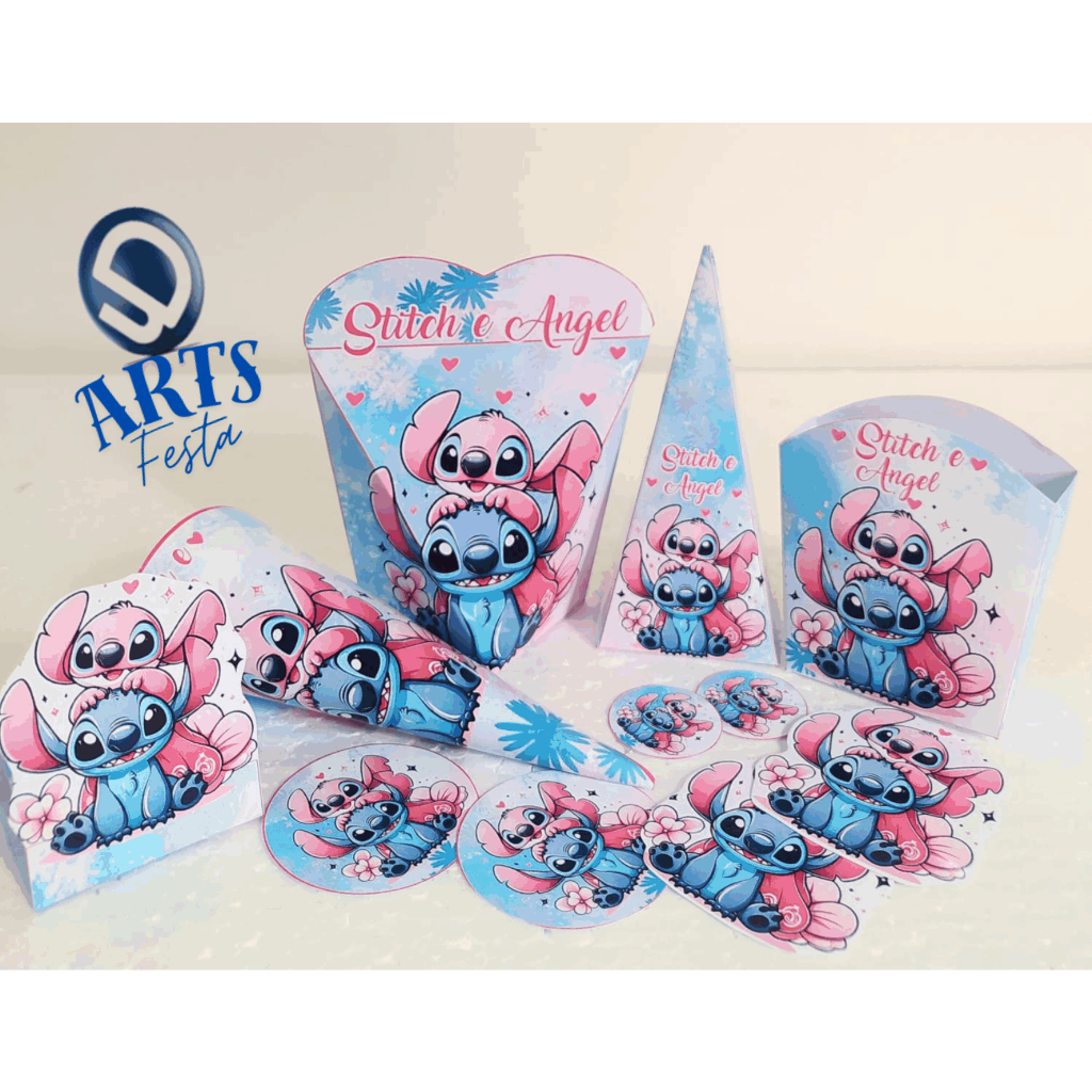 ENVIO IMEDIATO STITCH E ANGEL LEMBRANCINHAS ANIVERSÁRIO C/75 ITENS