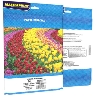 VINIL ADESIVO TRANSPARENTE A PROVA D'ÁGUA MASTERPRINT 150g A4 – 10 folhas