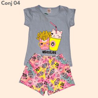 Kit Sortido 8 Pe\u00e7as de Roupas Infantil Menina - 4 Camisetas + 4 ...