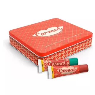 Kit Luxo Lata Carmed Hidratante Labial Maçã Do Amor + Fps 30 10g NATAL PREMIUM Ediçao Limitada