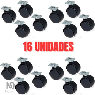 Kit Com 16 Rodinhas Rodízio Giratório 30mm Para Móveis
