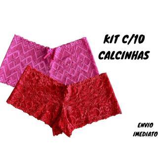 Kit 10 Calcinhas Caleçon Shortinho de Renda Premium Confortável Com Forro Algodão