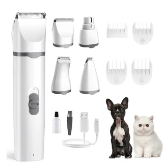 4 IN1 Cortador De Pêlos Elétrico Para Animais De Estimação Máquina De Cachorro E Pêlo De Gato Pelos USB Recarregável Unhas Máquina Para Tosar Cachorro Profissional Pet De Corte Cabelo Tosador de Cães Pet