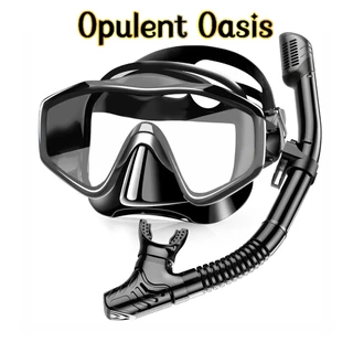 Opulent Oasis>>Equipamento de mergulho com snorkel para adultos Conjunto de máscara de mergulho com snorkel seco Óculos de natação com snorkel Protetor nasal