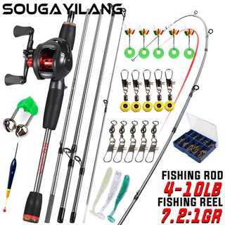 Conjunto De Carretel De Pesca Sougayilang 1.8 M 5 Seções Combinação De Vara De 3 Cores E kit 18 + 1bb Força Máxima De Tr