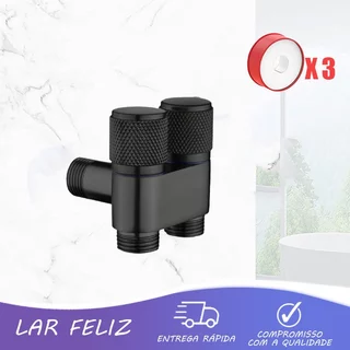 Torneira Registro Válvula Dupla Saída Ducha Higiênica Para Banheiro Cozinha Área De Serviço Lavabo