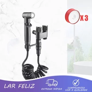 Ducha Higiênica Com Registro em Aço Escovado 304 Válvula Dupla Saída Para Banheiro Cozinha