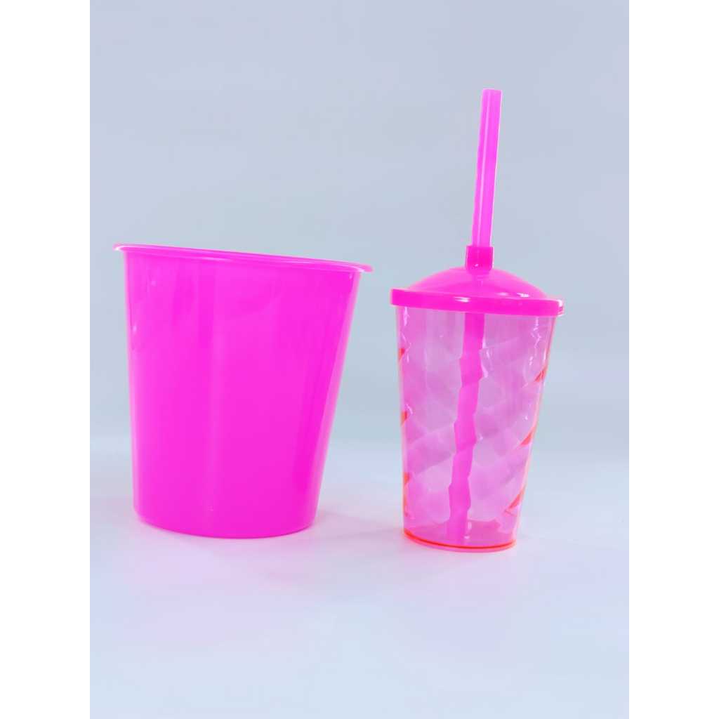 28 Kits Cineminha Balde 1 Litro +copo Twister 400ml Translúcido Art Milly