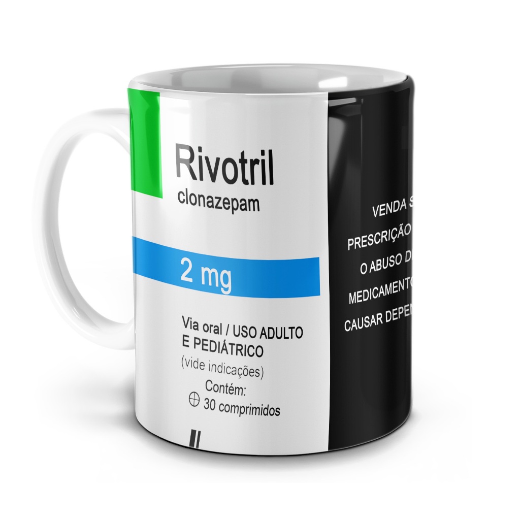 Caneca Remédio Sátira Rivotril Clonazepam 2mg | Shopee Brasil