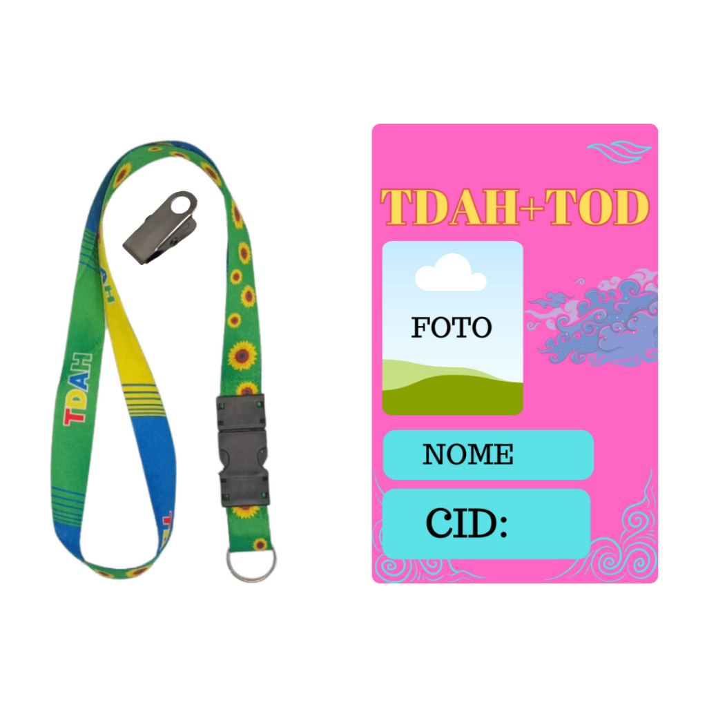 Kit Cartão Crachá Polímero Identificação Personalizado TDAH e TOD Rosa ...