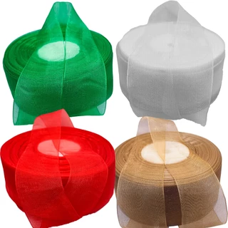 Fitas De Organza 38mm - 45MTS para Decoração de Presentes e Natal