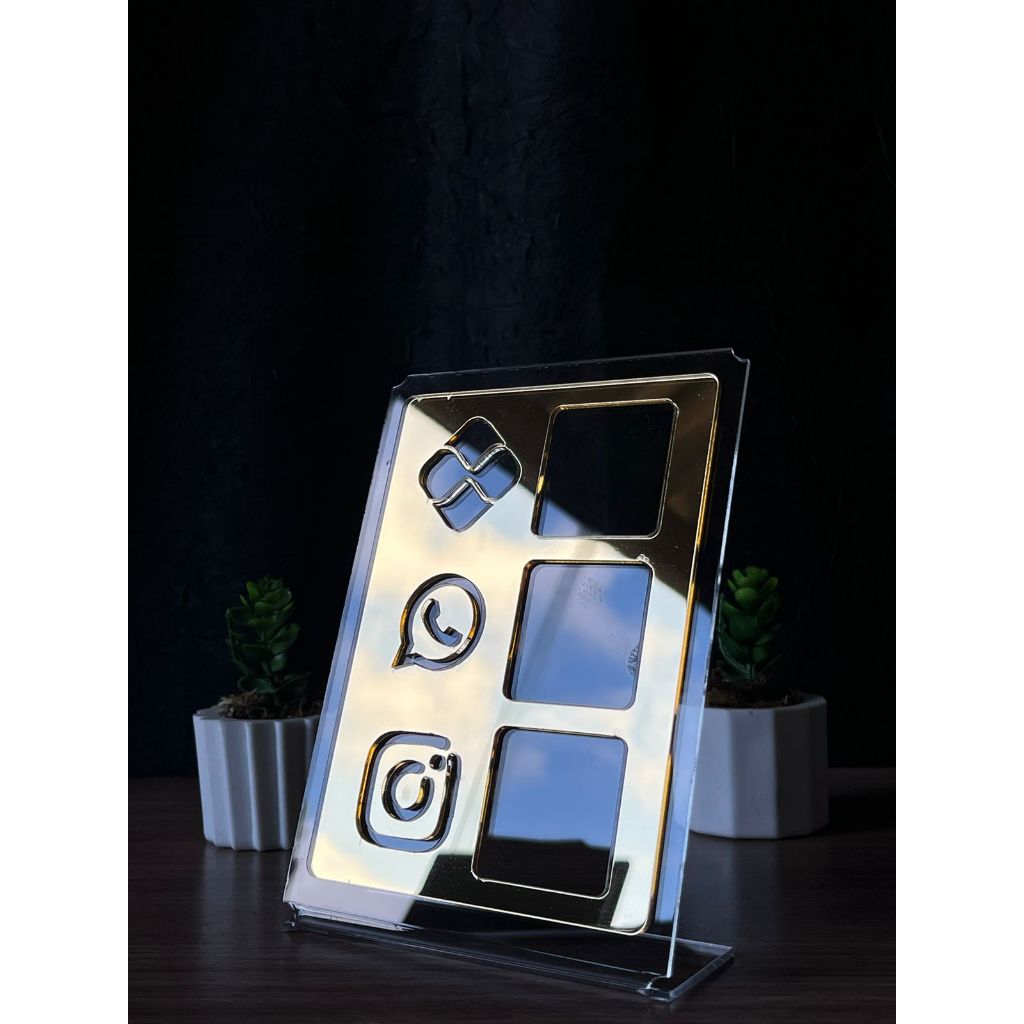 Placa Pix Display Mesa Balcão - PIX, WHATSAPP e INSTAGRAM