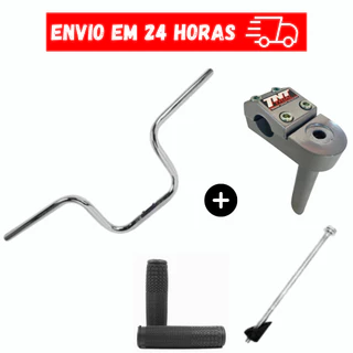 Kit Guidão De Bicicleta Aço Tipo Titan Cg + Mesinha Bike Cross Bmx de Alumínio+ Manopla + Expander