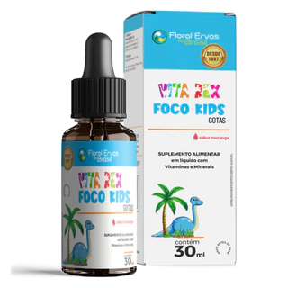 Foco Kids Vitamina Infantil Com B1 B12 Magnésio Selenio Zinco Gotas Sabor Morango 30Ml