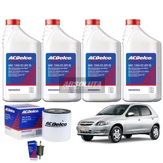 Kit Troca de óleo 15w40 Celta Montana Agile Acdelco com filtro de oleo e Filtro de combustivel linha
