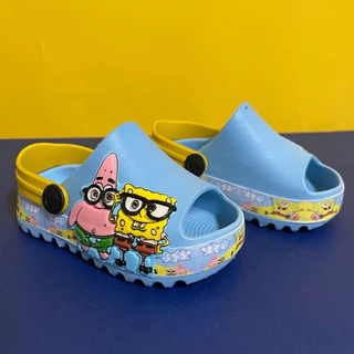 Sandália Babuche Crocs Infantil Menino Baby Macia e Confortável Bob Esponja Calça Quadrada Escola