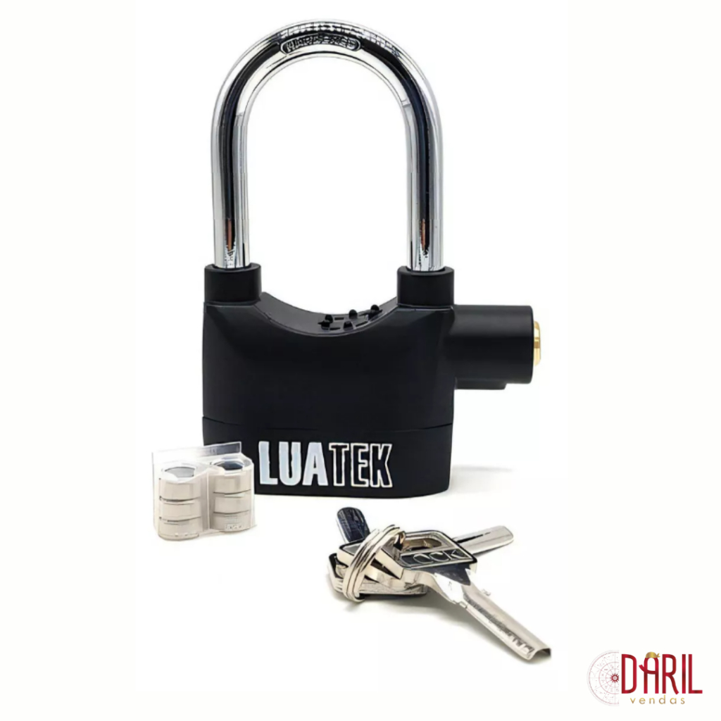Cadeado Antifurto com Alarme Preto - Luatek