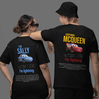 Kit 2 Camisetas Casal McQueen Sally Lightning Carros Namorados Unissex