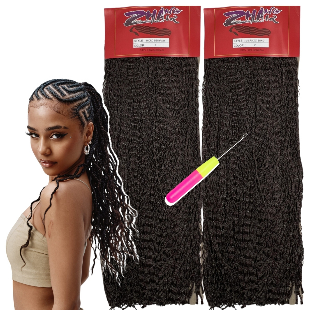 Kit 2 Cabelo Sintético Micro Zizi Miojinho Pacotão Kanekalon Zhang