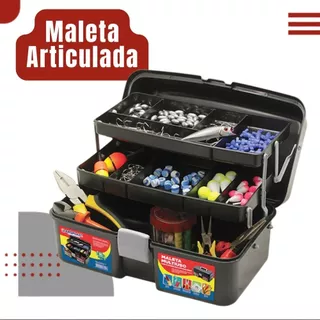 Maleta Pesca Articulada com 2 Bandejas Organizadora Ferramentas Multiuso Resistente