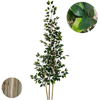 Bambu Artificial 2m Folha de Silicone com Haste Natural Sem Vaso