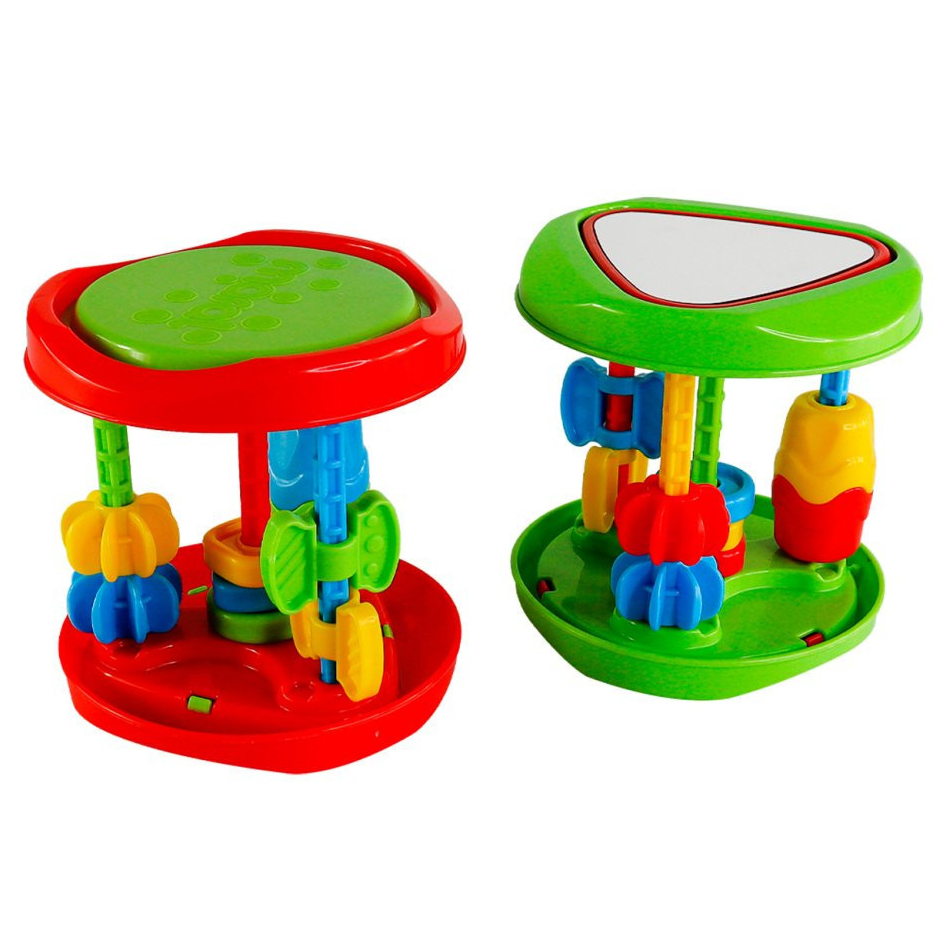 Brinquedo Educativo Interativo Carrossel Colorido Infantil de Montar Girar Empilhar c/ Espelho Maral p/ Bebes Dia das Crianças