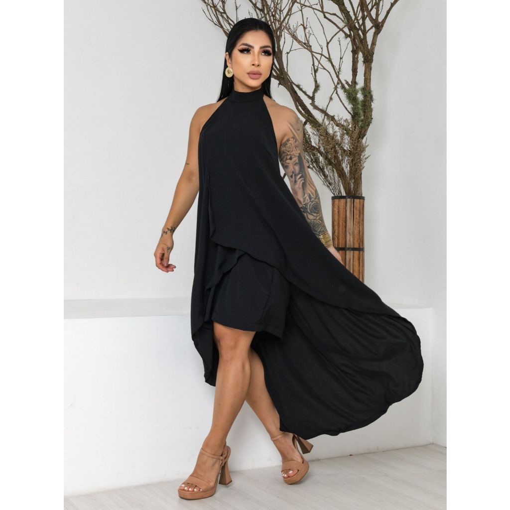 Vestido Midi Vestido Longo Mais Curto Na Frente Vestido Midi