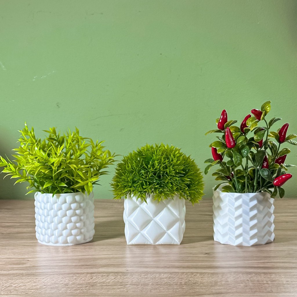 Kit 3 Vasos para Cactos e Suculentas