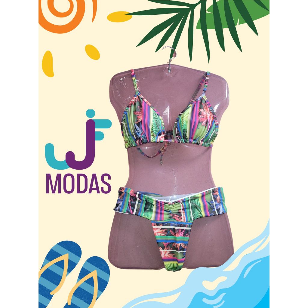 Conjunto Biquíni Cintura Alta EFEITO LIPO Top Cortininha