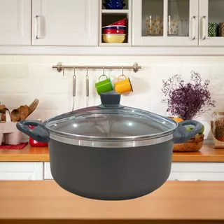 Caçarola Alumínio Antiaderente N22 Tampa de Vidro 3,5L Grafite