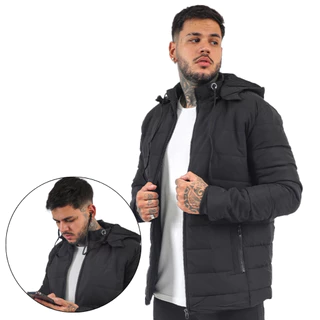 Jaqueta Puffer Masculina Com Fone Bobojaco Forrado Masculino Inverno Casaco de Frio Intenso com Touca Removível Evo Urban