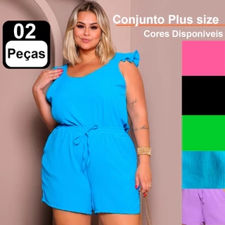Kit Plus size Short e Bermuda Feminino aerolook feminino Dunas linho roupa feminina