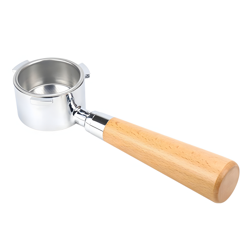 Porta-filtros Cachimbo 51/53mm Para Máquina Espresso Cabo em Madeira - Três Abas Orelhas