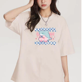BLUSA CAMISETA FEMININA OVERSIZED COM ESTAMPA 100% ALGODÃO MANGA CURTA