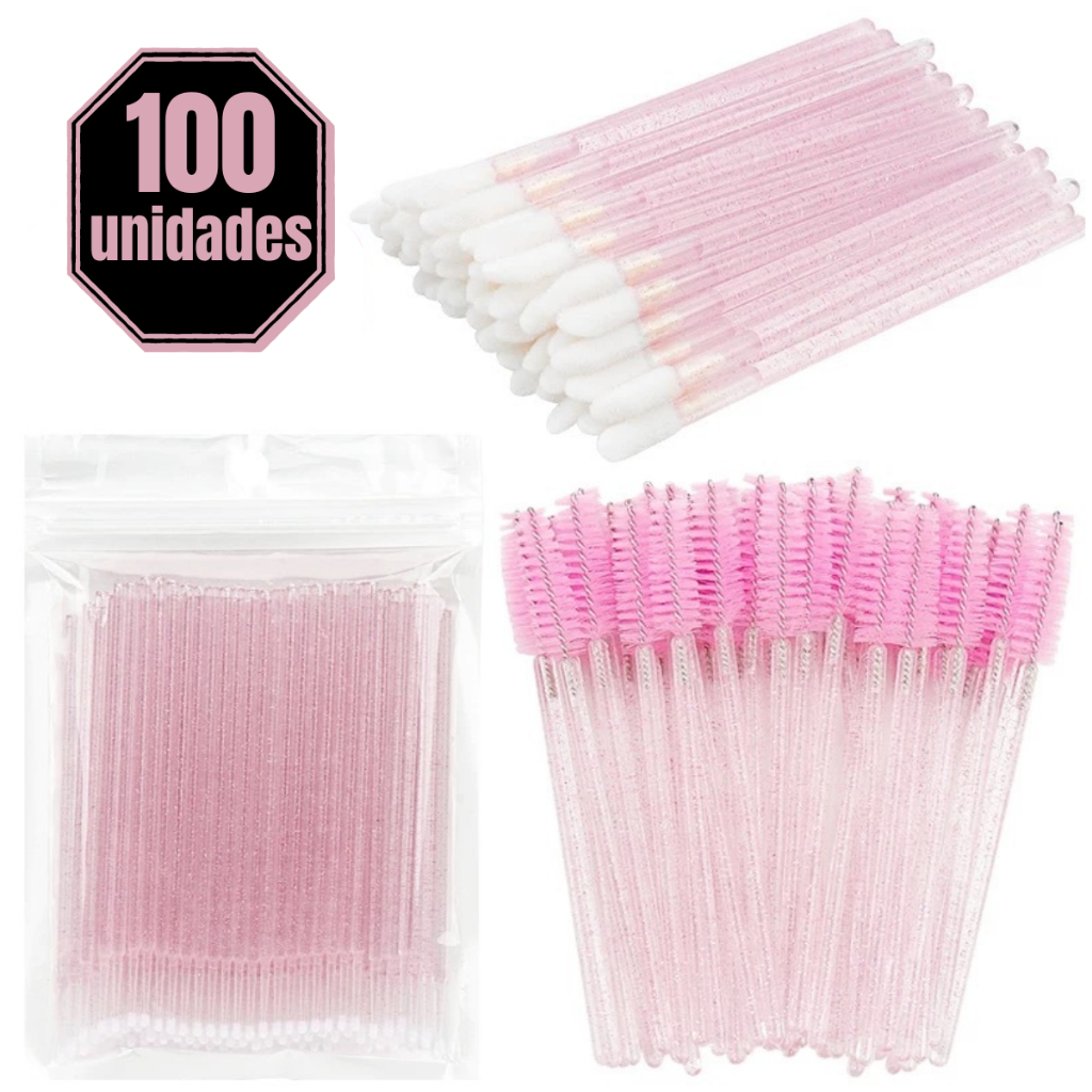 Kit 100 Escovinhas 100 Microbrush 100 Aplicador de Batom Alongamento de Cílios Shopee Brasil