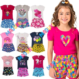 Kit 6 Peças Premium Infantil Juvenil Menina Verão 1 a 16 Conjunto Feminino