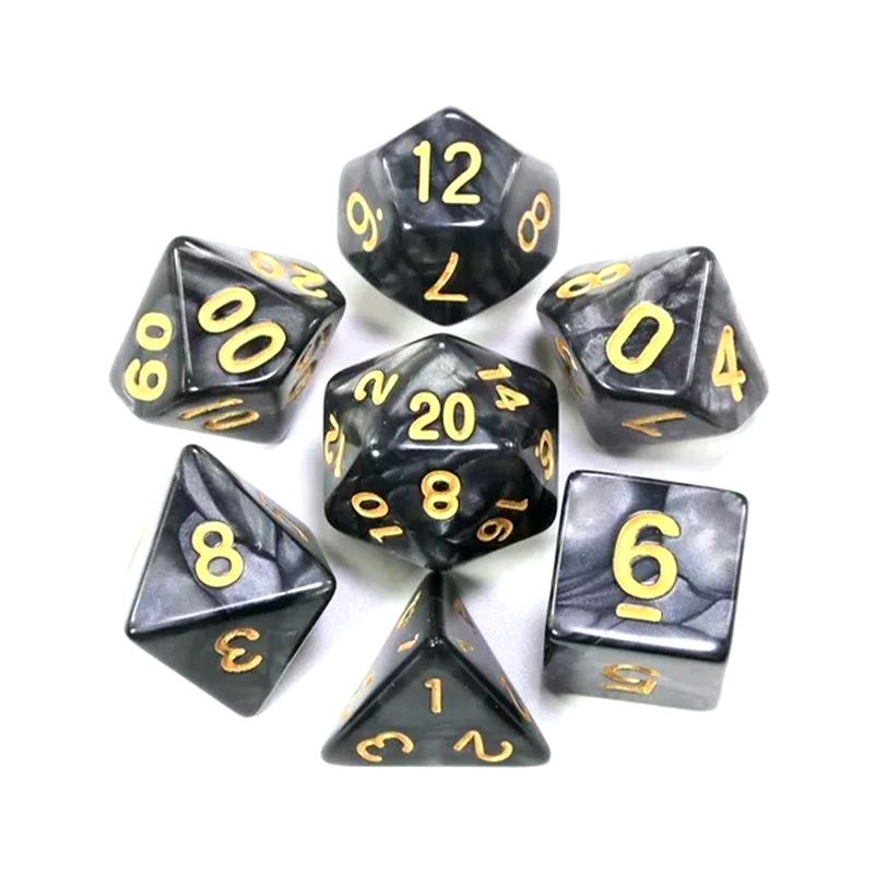 Set Di 7 Dadi RPG In Verde Perla - D4, D6, D8, D10, D12, D20 E D00-90 Per Giochi Di Ruolo