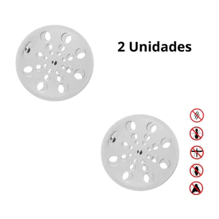 KIT 2 Tampa Ralo Grelha Inox Redondo 10x10 Abre e Fecha Rotativo