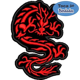 Patch Bordado Dragão Tribal vermelho 9x6,5 cm Cód.1641