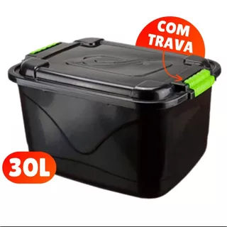 Caixa Organizadora 30 Litros Grande C/Tampa e Trava Cesto para Brinquedos e Multiuso