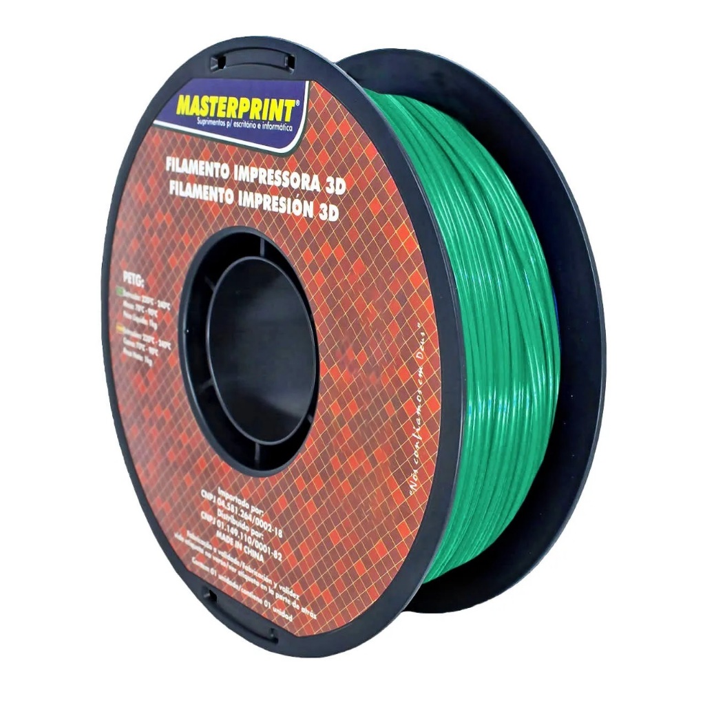 Filamento Para Impressora 3d PETG Verde Rolo 1kg 1.75mm masterprint Fio Flexível