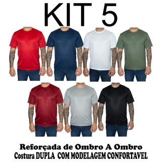 Kit 5 Camisetas Dry Fit Masculina Básica Lisa Casual Treino Academia Esportes Exercícios Corrida
