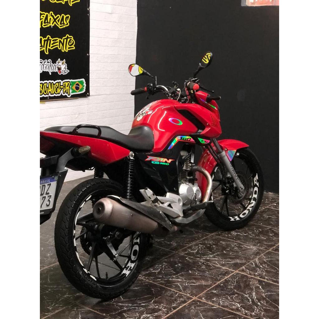 Kit de adesivos fan 160 vermelho e holográfico | Shopee Brasil