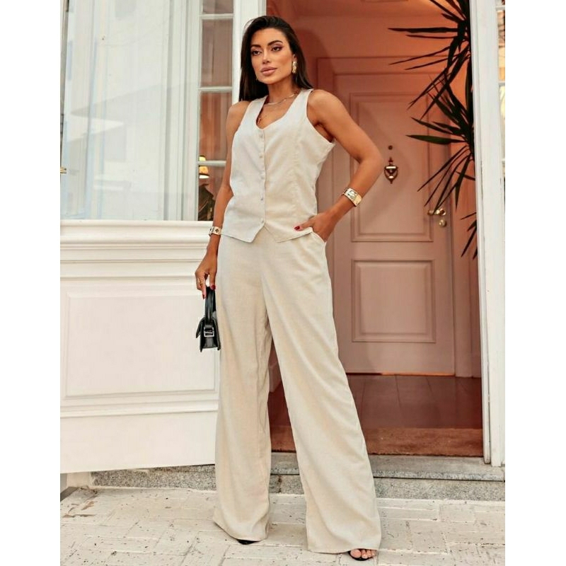 Conjunto colete e calça em linho feminino social calça e colete ...