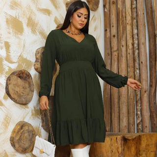 Vestido Feminino Manga Longa Estampado com elastex nas Costas