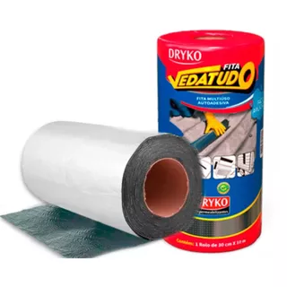 Manta Asfaltica 30cm X 10mAuto Adesiva Telhado Aluminizada Dryko 20cmx10m