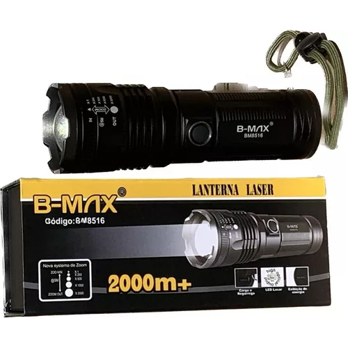 Lanterna Tática Laser Led Super Hiper Potente +2000 Metros de Distância Profissional Policial BM8516